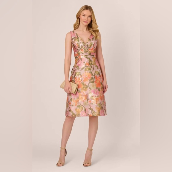 Adrianna Papell Dresses & Skirts - NWT Adrianna Papell Multi Floral Jacquard Midi Dress Sz 6
